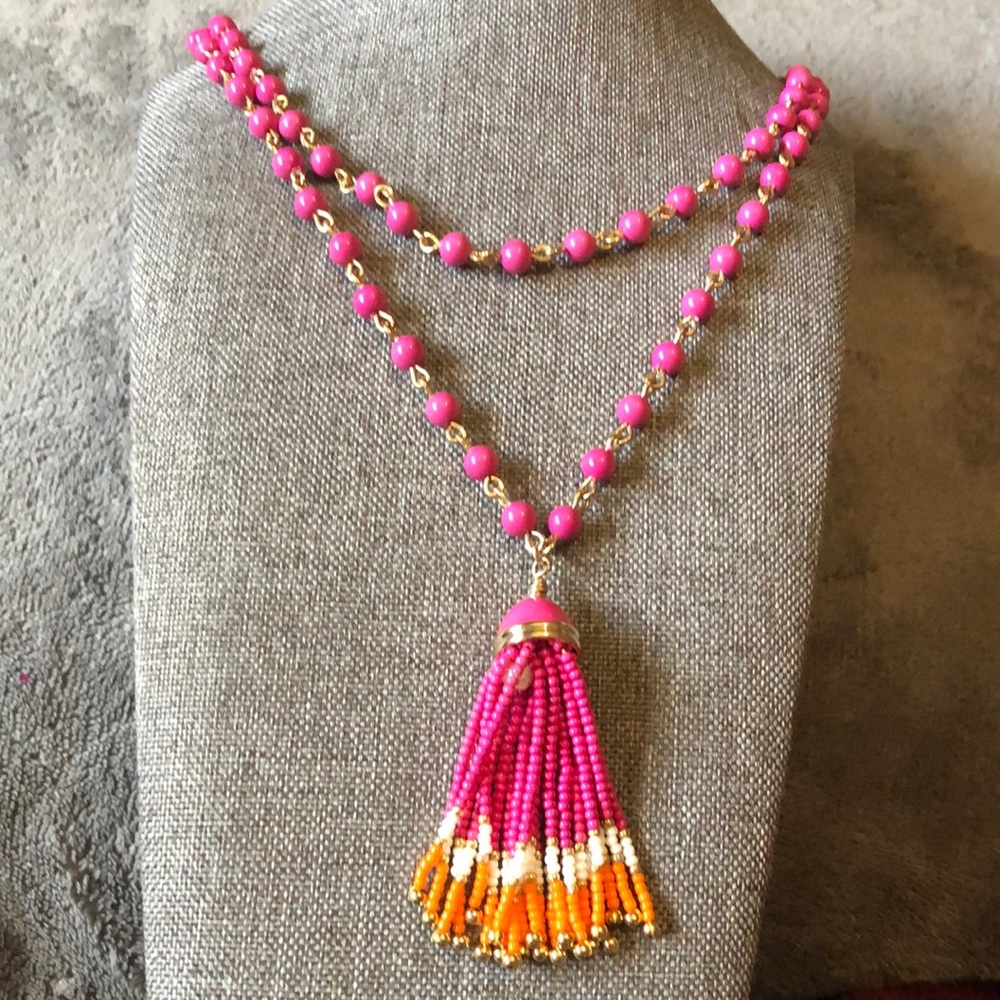 Talbots necklaces. Pink and orange beads on gold tone pink green and blue beads